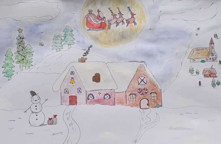 Winter(kitsch)bilder mit Schneemann, Santa und Co